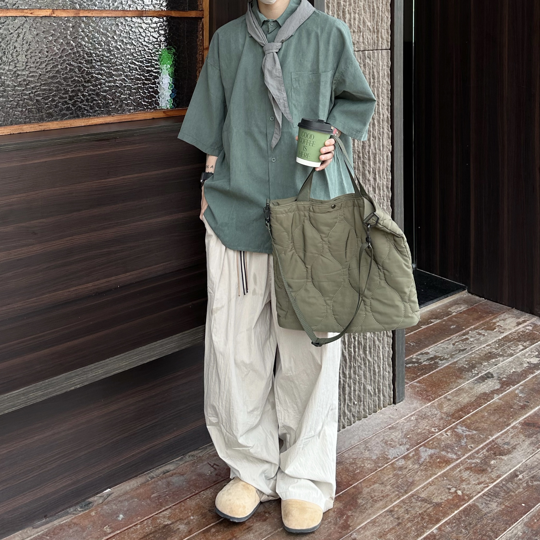 B东日系男装复古休闲小个子宽松氛围感衬衫穿搭中性风情侣套装
