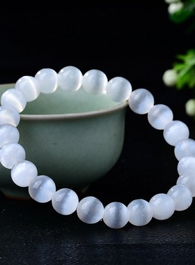 SHAHD晶字塔  石膏石手链单圈手串 冰透幽白