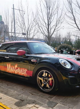 适用于宝马MINI F56车贴拉花CooperR60 F55JCW赛道引擎盖装饰贴纸