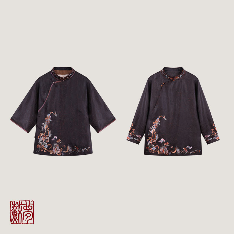{苏梦}【望舒谣】手绣香云纱立领上衣01031951 01031957