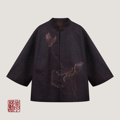 {苏梦}【清莲赋】手绘香云纱立领对襟上衣01031933