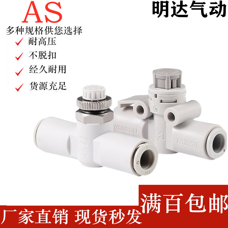 SMC型节流阀控制阀AS1002F/2002F/2052F/3002F/4002F-06/08/10/12