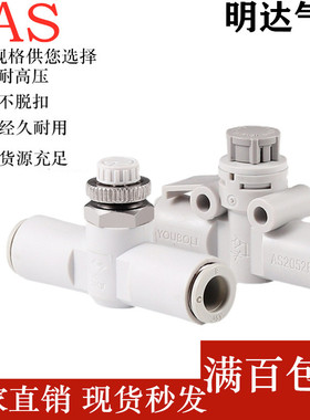 SMC型节流阀控制阀AS1002F/2002F/2052F/3002F/4002F-06/08/10/12