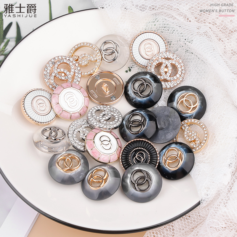 高档金属镶钻纽扣毛衣大扣子羊绒