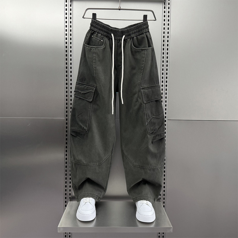 拼接工装裤男士秋冬季2025新款潮牌加绒加厚保暖宽松休闲运动卫裤