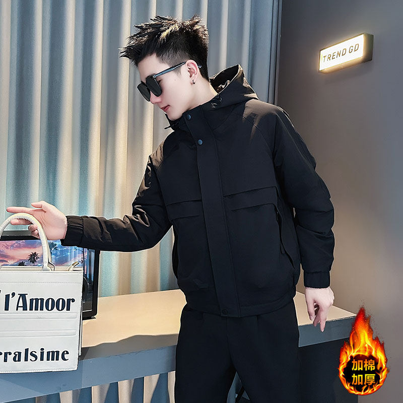 冲锋衣男士秋冬季美式潮牌痞帅休闲运动上衣解构宽松防风棉衣外套