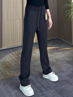 针织卫裤男士春秋冬季潮牌高级感宽松阔腿直筒裤子商务百搭休闲裤