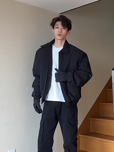 飞夹克男士秋冬美国时尚品牌Handsome高街运动翻领短加厚棉质外套