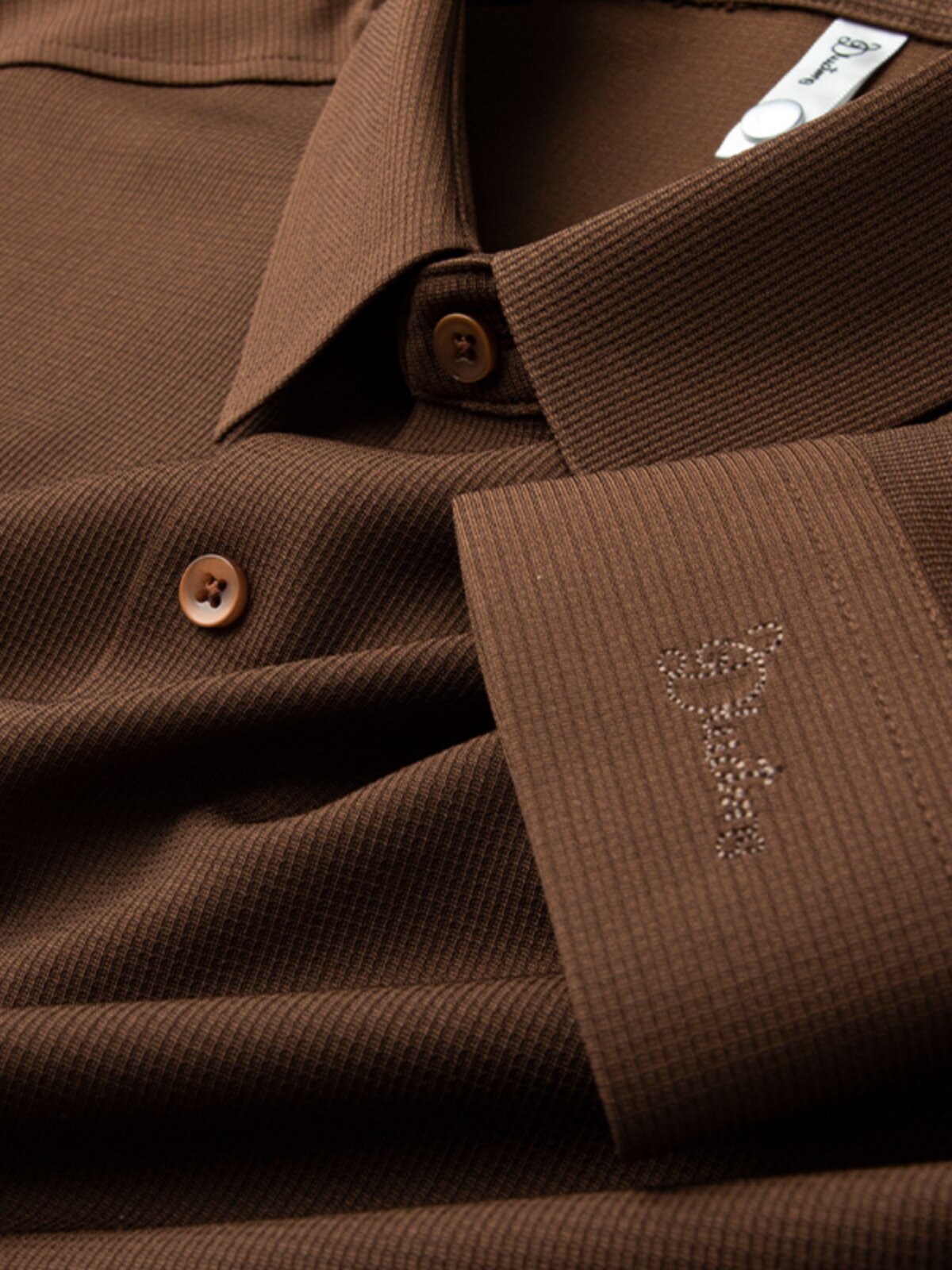 高级感咖啡色衬衫男士长袖春秋季商务休闲免烫抗皱衬衣修身T恤潮