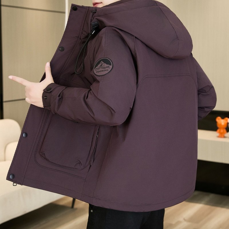 工装羽绒服男2026新款冬季潮牌痞帅休闲运动加厚保暖防寒连帽外套