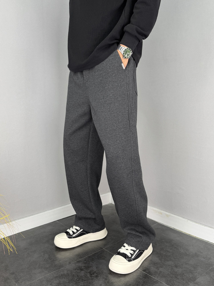 深灰色休闲裤男士春秋季2025新款潮牌宽松阔腿裤百搭垂感直筒裤子