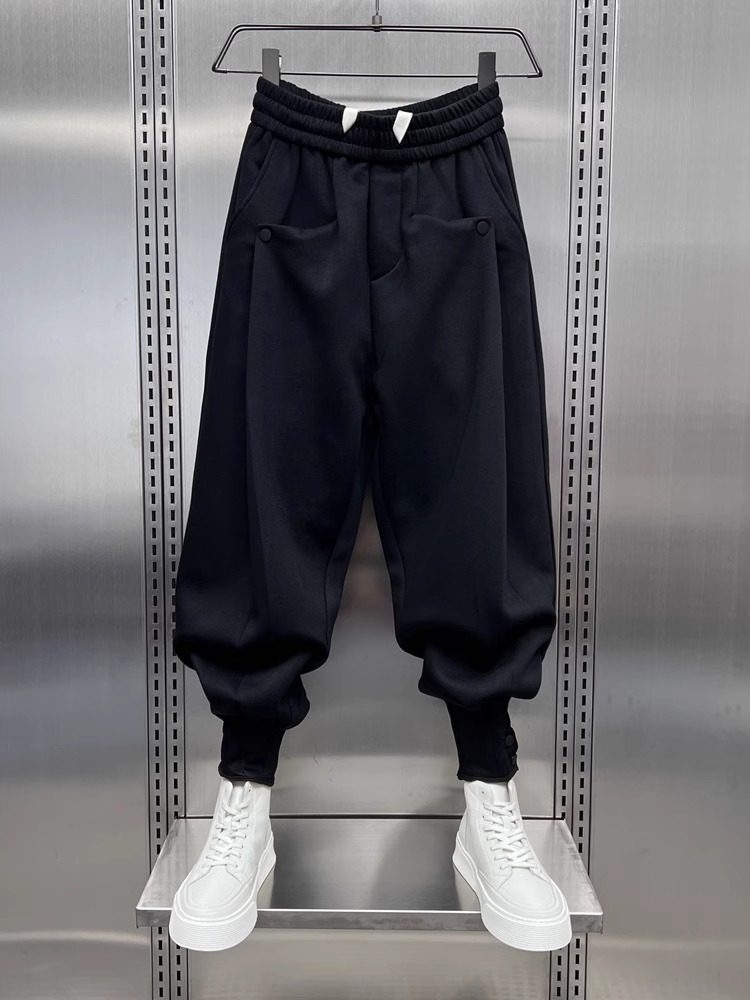 运动卫裤男春秋冬季潮牌痞帅宽松束脚哈伦休闲裤搭配马丁靴长裤子