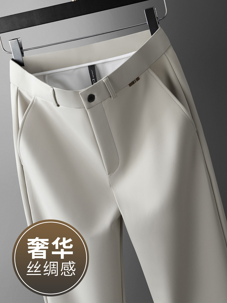 高档西裤男士春秋冬季高级感轻奢商务免烫西装裤宽松直筒休闲裤子