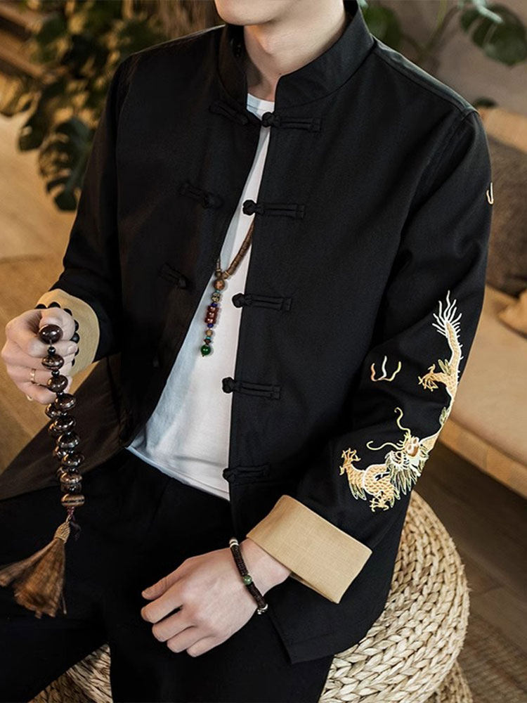 新中国风汉代唐装男子秋冬国风覆古风格中山棉外衣2025新款古装夹