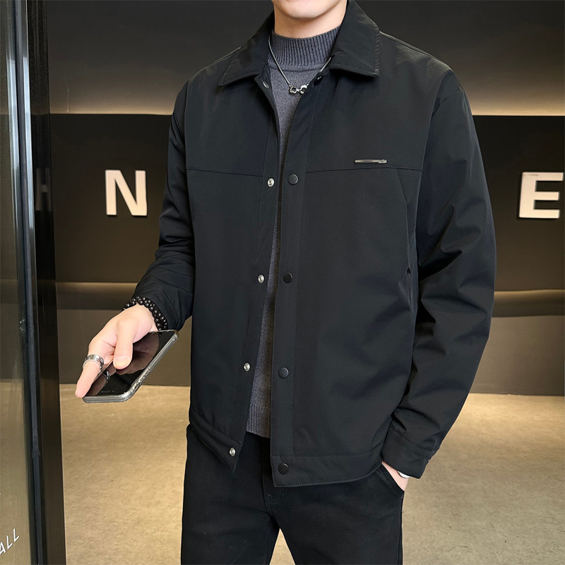 行政夹克羽绒服男冬季2025新款潮牌痞帅商务休闲轻薄翻领保暖外套