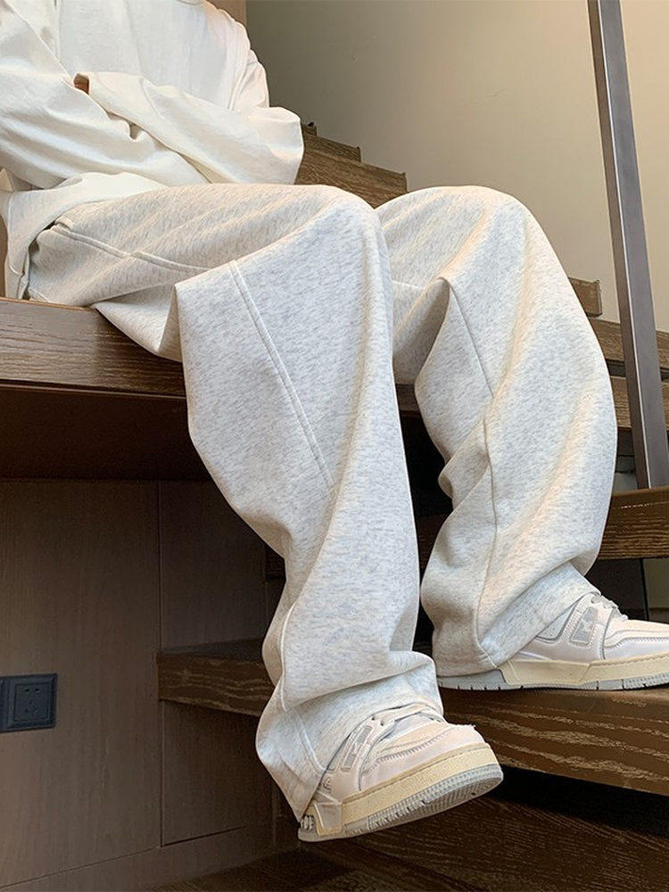 美式直筒卫裤男春秋季新款潮牌痞帅高级感加厚宽松阔腿运动休闲裤