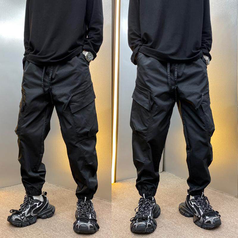 工装裤男春秋季冬季潮牌痞帅束脚加绒休闲裤子百搭多口袋冲锋男裤