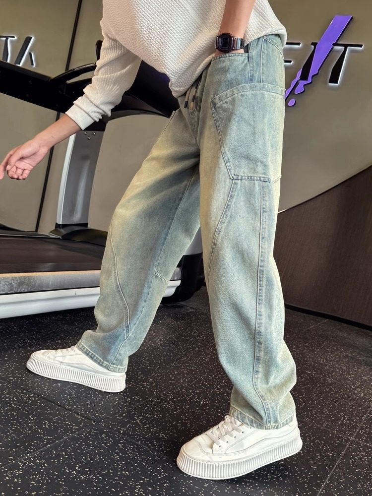 弯刀牛仔裤男士春，秋，冬美国时尚重洗工装裤帅气宽松阔腿休闲裤,男装,牛仔裤,淘宝优惠券,粉丝福利购,淘宝优惠卷