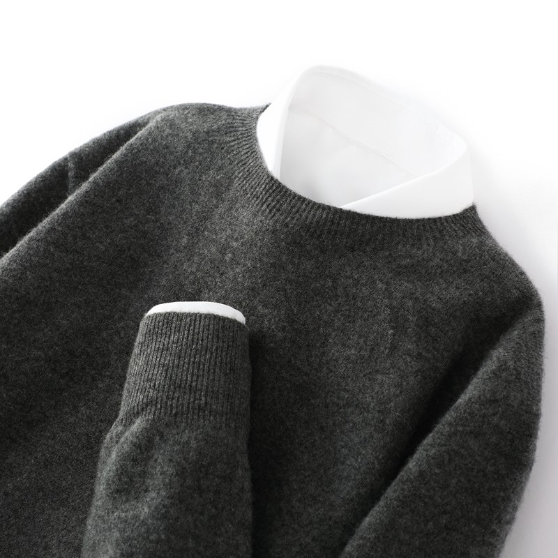 圆领羊毛衫男士秋冬季百搭套头毛衣商务休闲西装衬衫内搭针织衫潮