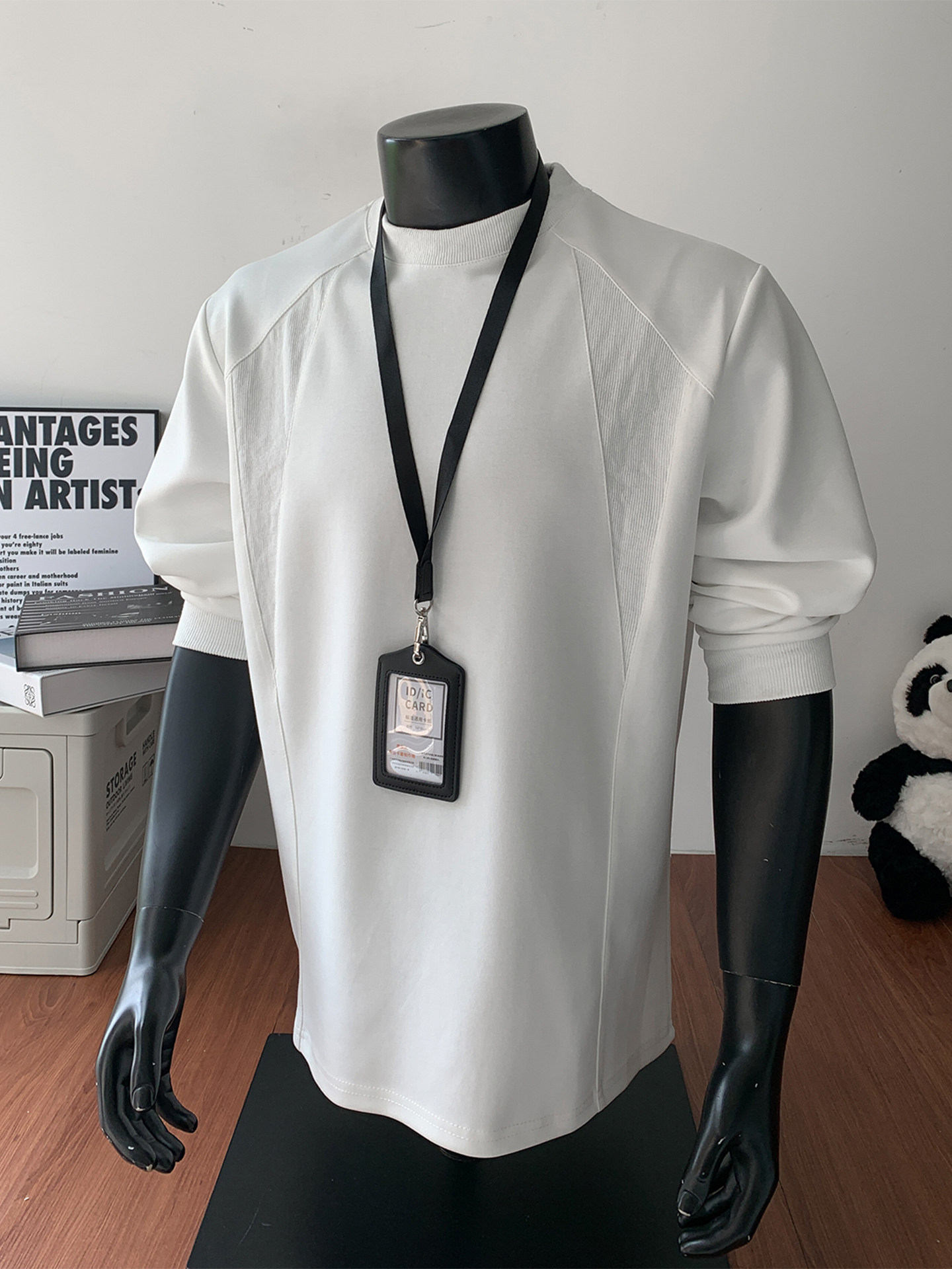 美式重磅正肩长袖t恤男2025新款春秋季潮牌内搭小领口打底衫卫衣