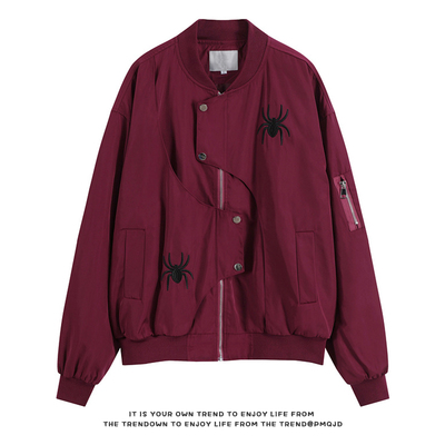 芃漫蜘蛛刺绣个性美式飞行员夹克