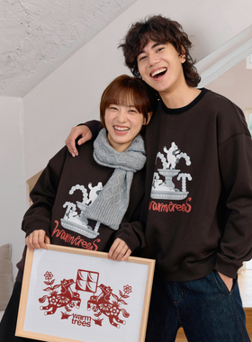 warmtrees2026SS噗噜小马花坛喷泉罗纹撞色圆领卫衣