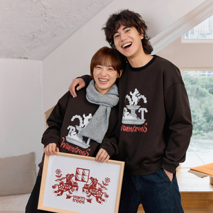 warmtrees2026SS噗噜小马花坛喷泉罗纹撞色圆领卫衣