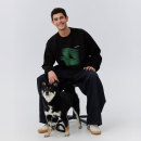 warmtrees绿色光影印花圆领卫衣宽松男款 休闲卫衣 上衣2025新款