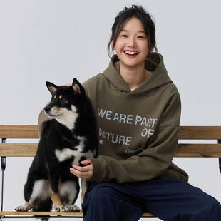 TreesOutside品牌标语年轮剪影连帽卫衣男女款 休闲连帽宽松卫衣