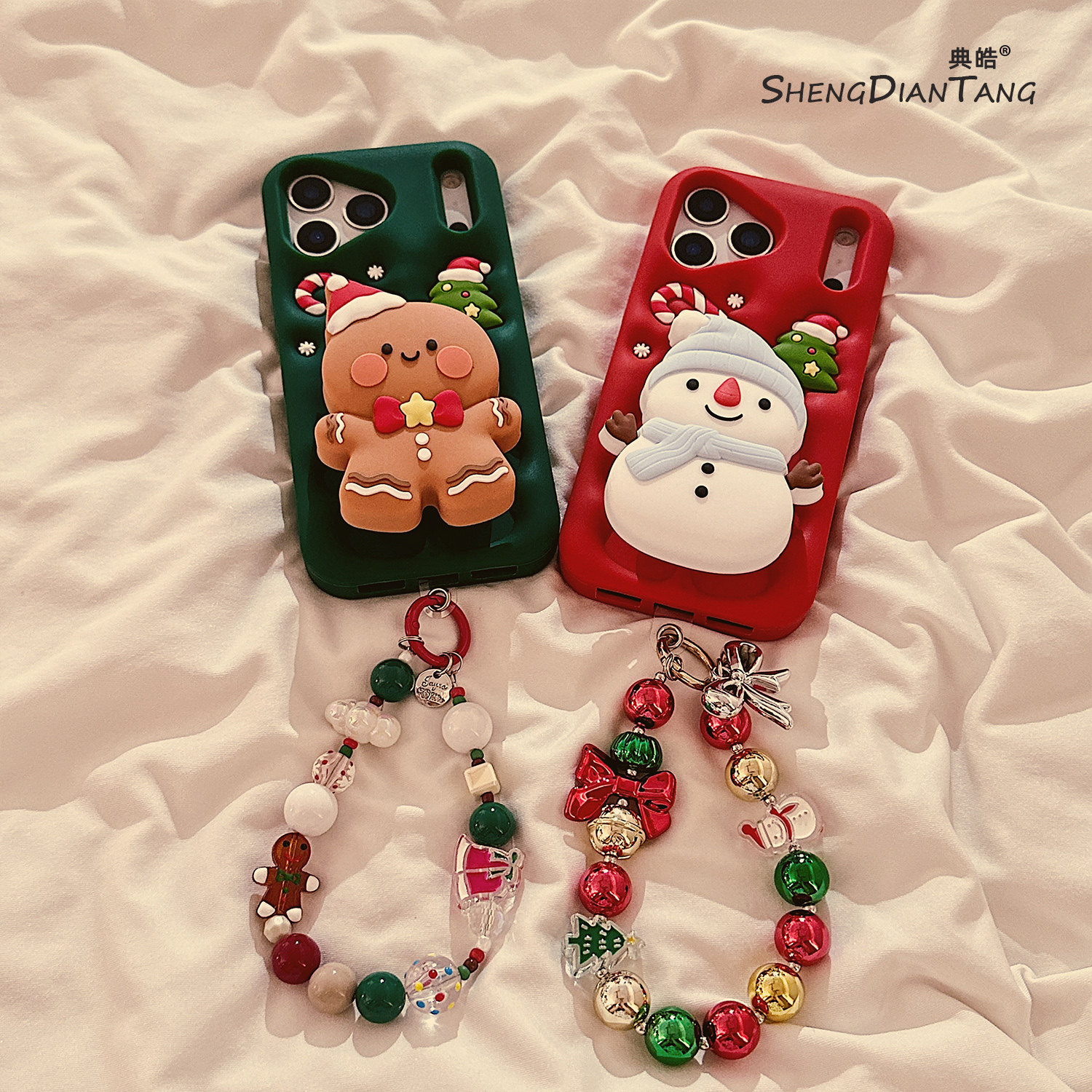 卡通呆萌姜饼人小雪人适用苹果17ProMax手机壳iphone17新款16pro可爱15创意14女款16promax软硅胶保护套链条