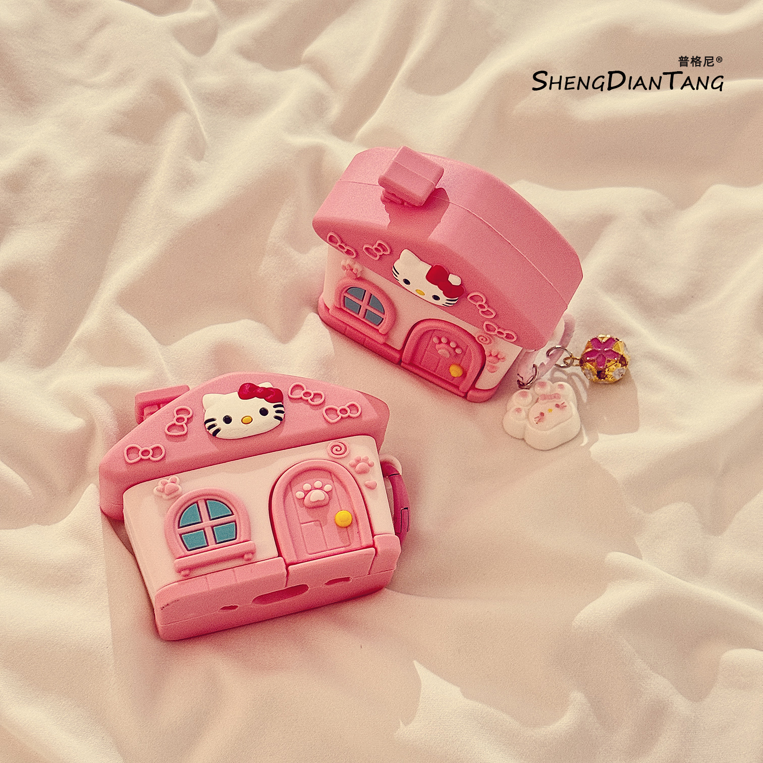 少女粉色凯蒂猫房子适用于苹果Airpods4保护套新款2/3代无线蓝牙耳机软壳Airpods pro创意可爱硅胶女款防摔