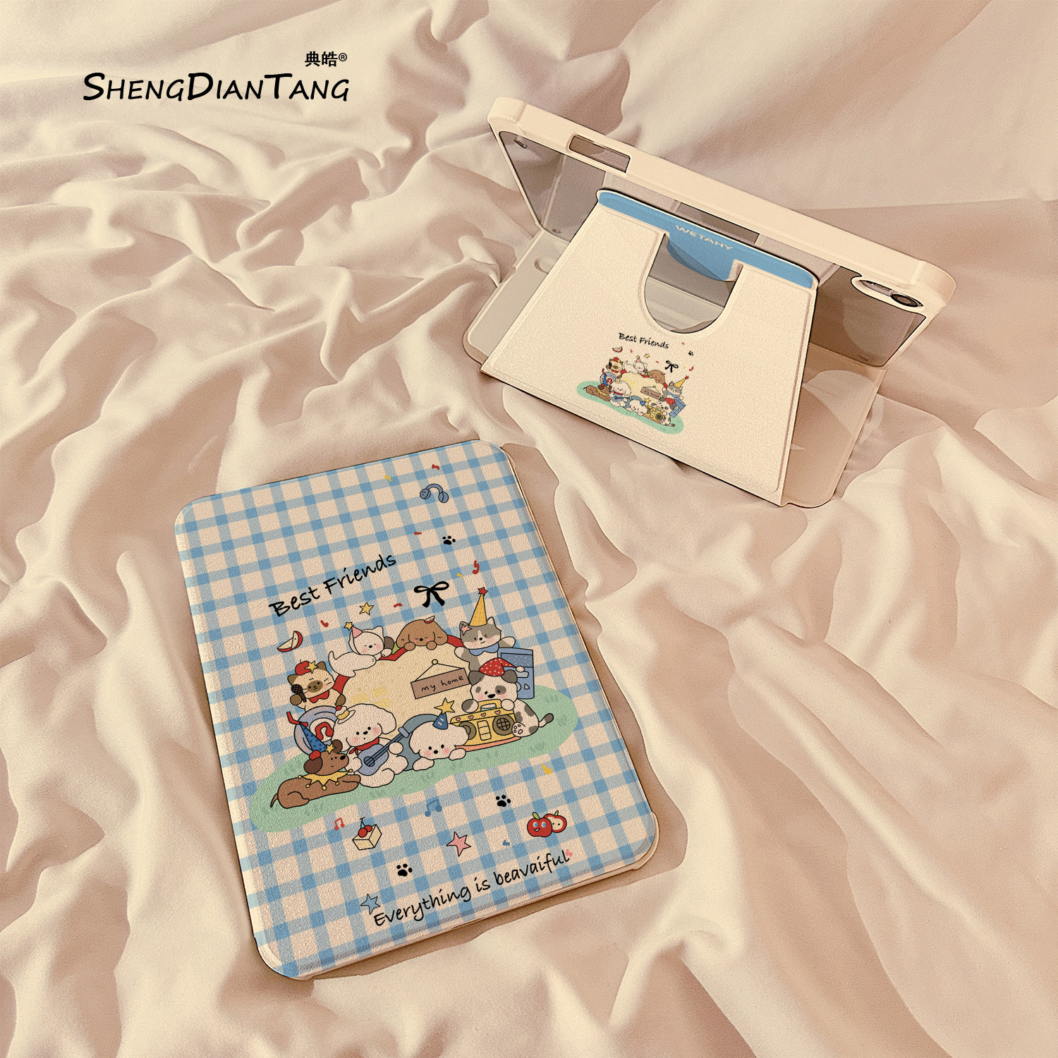 格子可爱小动物360旋转iPadAir7/6保护套2025新款适用苹果iPad11保护壳平板10代Pro11寸Air5带笔槽mini7女款,3C数码配件,平板电脑保护套/壳,淘宝优惠券,粉丝福利购,淘宝优惠卷