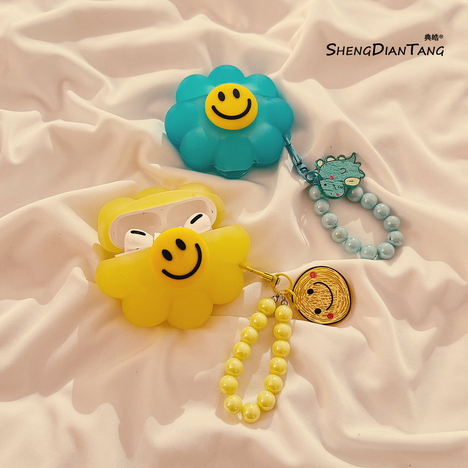 糖果色卡通笑脸花朵适用苹果Airpods4保护套新款2/3代无线蓝牙耳机软壳Airpods pro创意硅胶日韩可爱女款防摔