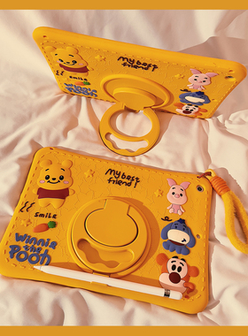 卡通维尼小动物360旋转iPadAir6保护套2024新款适用苹果iPadPro保护壳第10代air5平板11寸10.2软硅胶mini7女