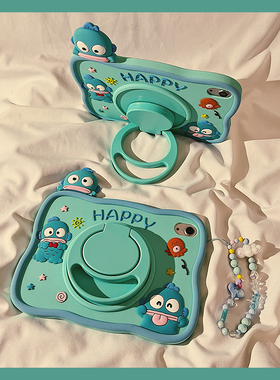 搞怪卡通蓝色丑鱼汉顿360度旋转iPad10保护套2022新款适用苹果iPad10.2寸mini6平板Air4/5硅胶软壳pro女款9.7