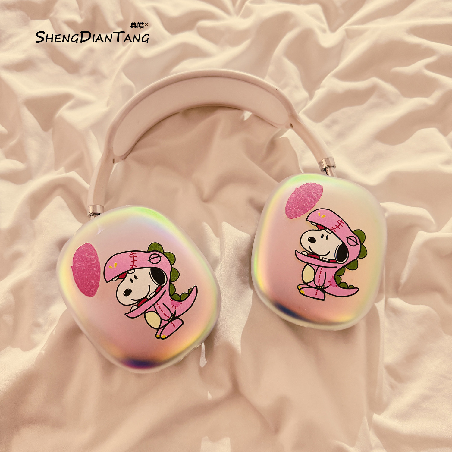 趣味粉色恐龙头套史努比适用于苹果AirPods Max头戴式耳机保护壳AirPods Max2通用耳机保护套卡通高级感