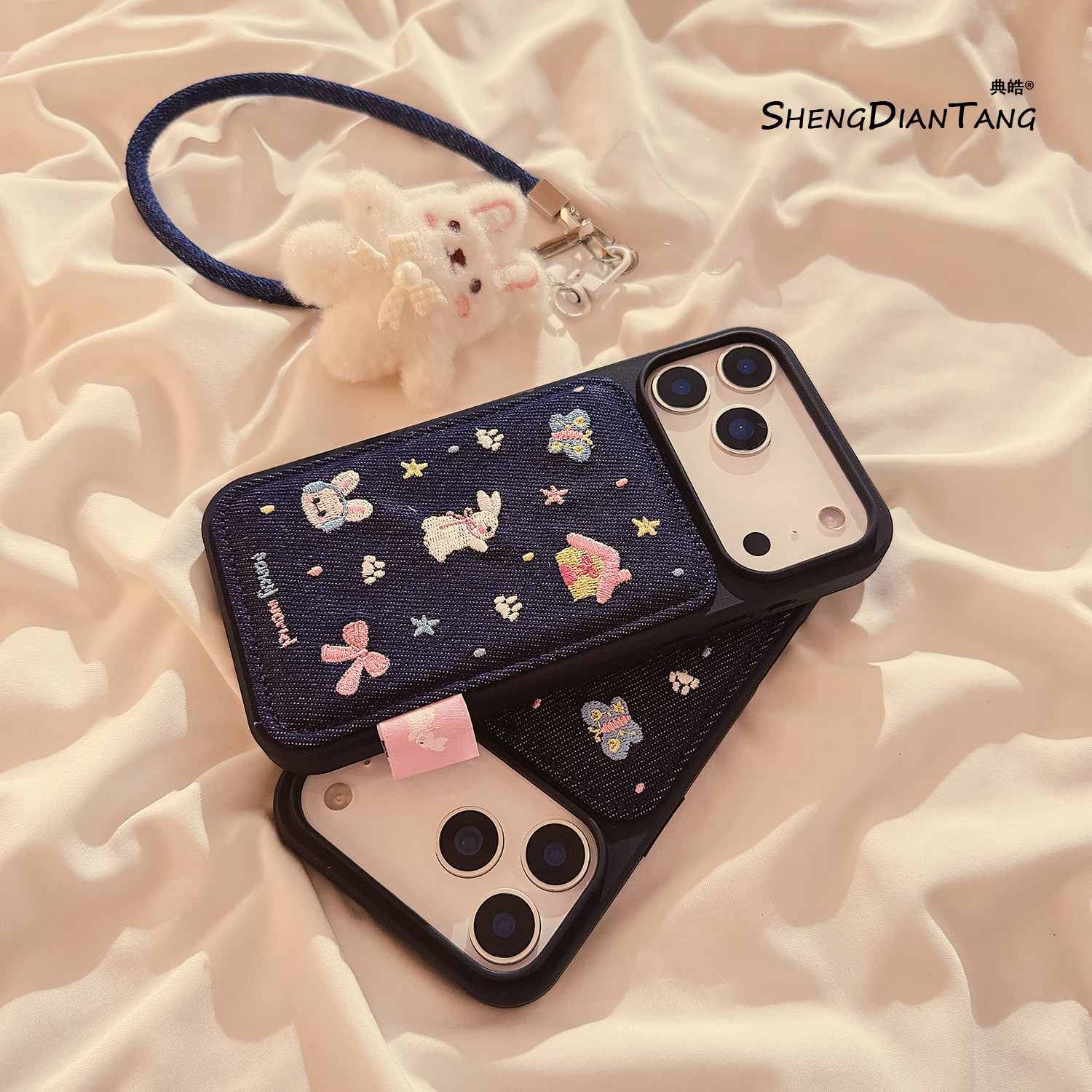 牛仔纹刺绣蝴蝶兔子适用苹果17ProMax手机壳iphone17新款16pro小众15创意14高级女款16promax硅胶保护套链条,3C数码配件,手机保护套/壳,淘宝优惠券,粉丝福利购,淘宝优惠卷