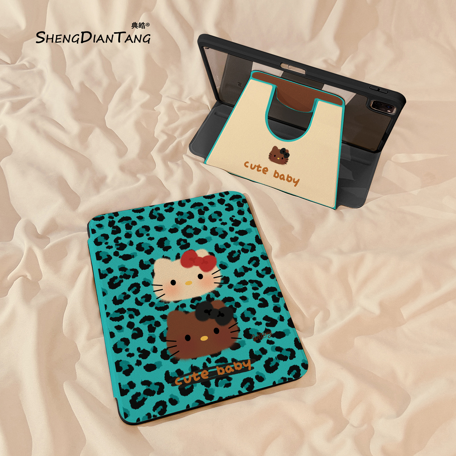 豹纹双色kt猫适用苹果平板套