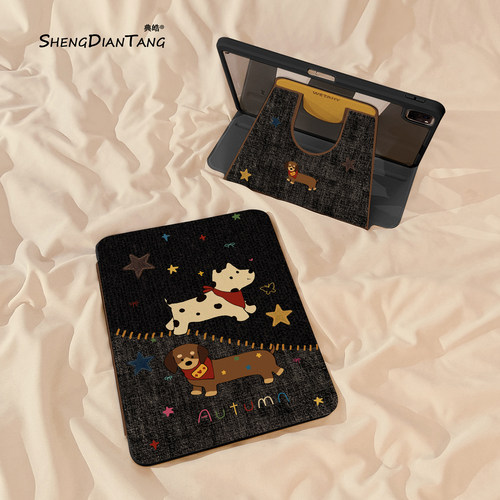 牛仔毛线小狗适用苹果平板套