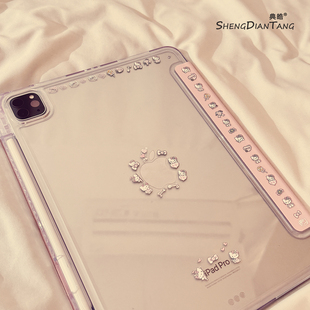 少女猫咪贴纸Y+3折适用苹果iPad11保护壳2025新款iPadAir7/6保护套平板10代Pro11寸Air5带笔槽mini7防弯女款