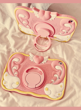 魔卡少女樱爱心翅膀360度旋转iPad10保护套2022新款适用苹果iPad10.2寸mini6平板Air4/5保护壳pro女软硅胶9.7