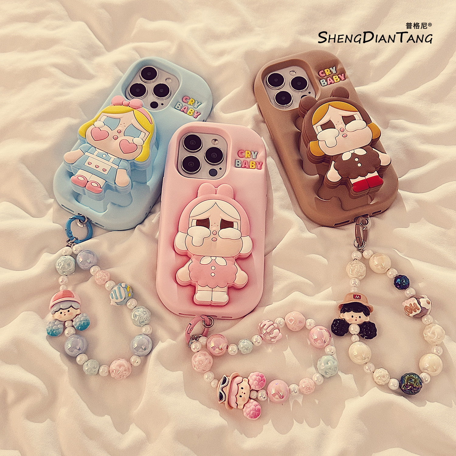 可爱卡通哭泣女孩支架适用苹果16ProMax手机壳iphone16新款15少女14创意13立体女款15promax软硅胶保护套链条,3C数码配件,手机保护套/壳,淘宝优惠券,粉丝福利购,淘宝优惠卷