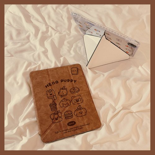 麂皮纹线条小狗适用苹果平板壳