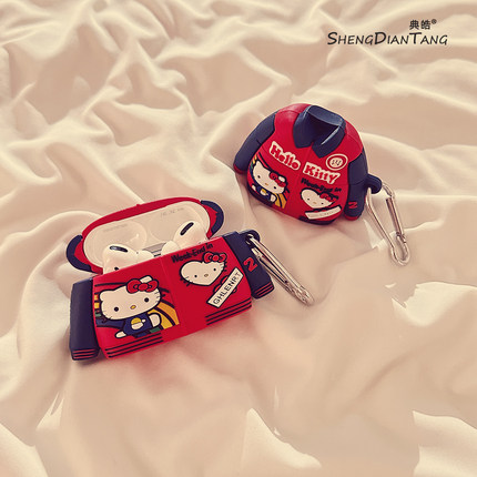 立体卡通凯蒂猫棒球服适用苹果Airpods4保护套新款2/3代无线蓝牙耳机软壳Airpods pro创意硅胶可爱女款防摔