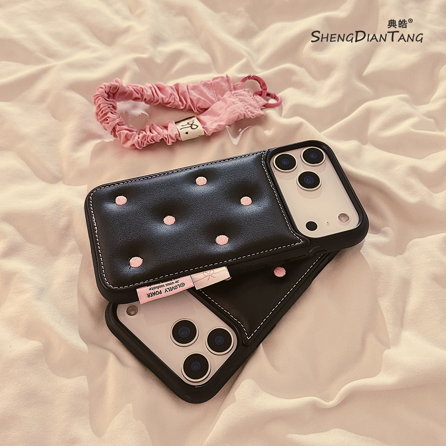 日韩ins粉色波点刺绣适用苹果17ProMax手机壳iphone17新款16pro小众15创意14高级女款16promax硅胶保护套链条,3C数码配件,手机保护套/壳,淘宝优惠券,粉丝福利购,淘宝优惠卷