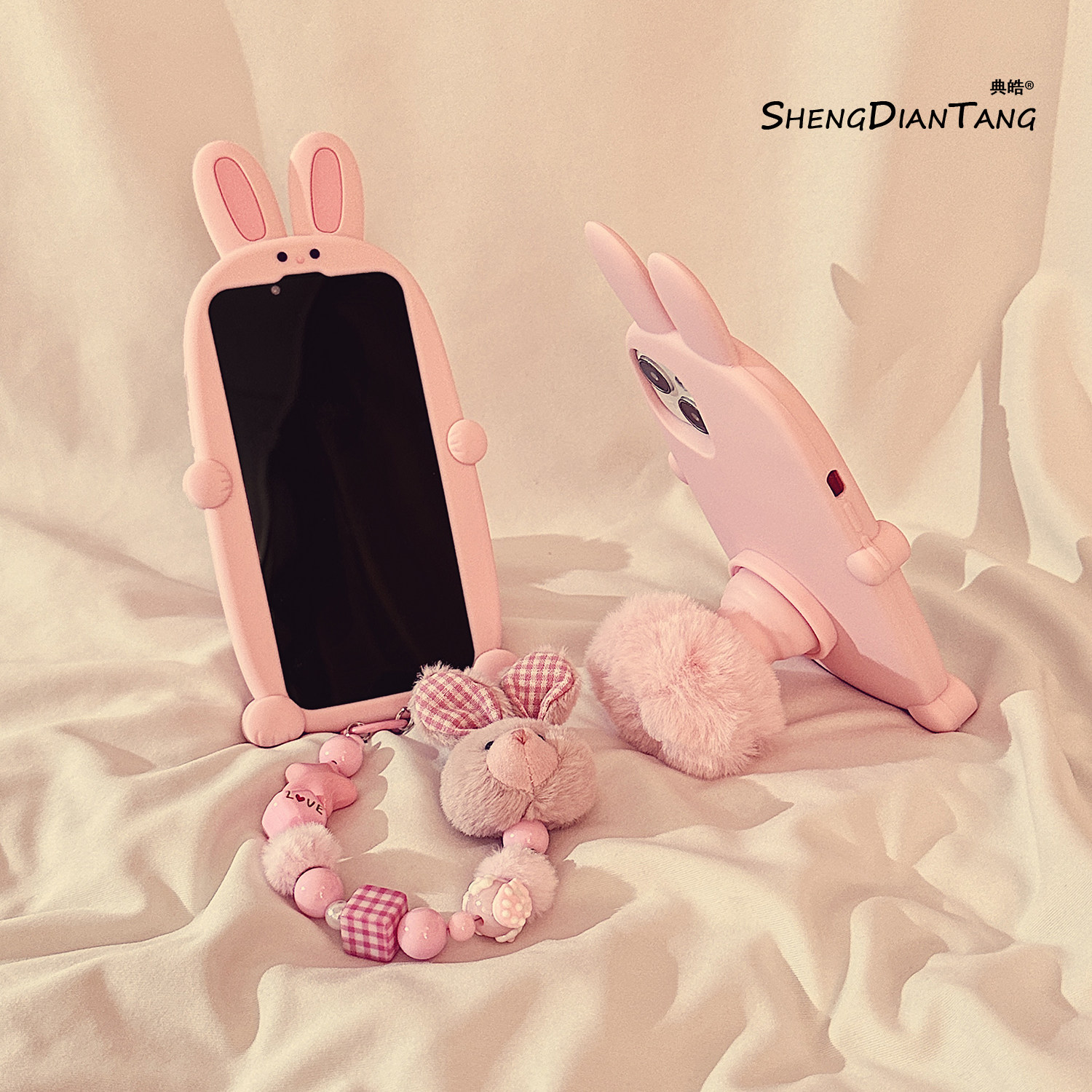 可爱兔子背影毛球尾巴适用苹果17ProMax手机壳iphone17新款16pro卡通15创意14女款16promax软硅胶保护套链条,3C数码配件,手机保护套/壳,淘宝优惠券,粉丝福利购,淘宝优惠卷