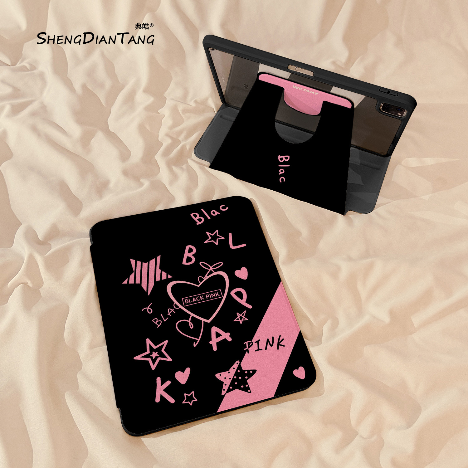 甜酷黑粉涂鸦360旋转iPadAir7/6保护套2025新款适用苹果iPad11保护壳平板第10代Pro11寸Air5带笔槽mini7女款,3C数码配件,平板电脑保护套/壳,淘宝优惠券,粉丝福利购,淘宝优惠卷