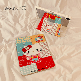 格子背带裤猫咪60旋转iPadAir7/6保护套2025新款适用苹果iPad11保护壳平板第10代Pro11寸Air5带笔槽mini7女款