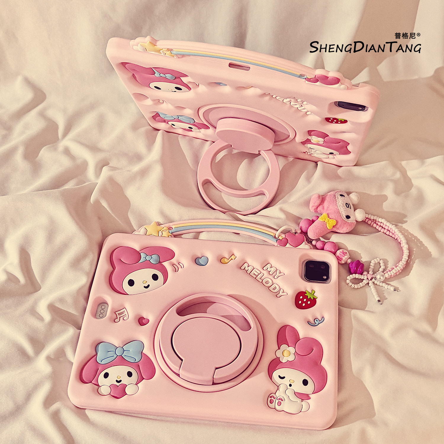 可爱草莓美乐蒂360旋转iPadAir7/6保护套2025新款适用苹果iPad11保护壳平板10代Pro11寸Air5带笔槽mini7女款