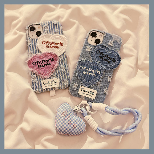 小众风牛仔爱心适用苹果15保护套